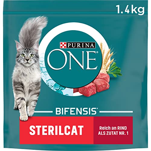 PURINA ONE BIFENSIS STERILCAT Katzenfutter trocken für sterilisierte Katzen, reich an Rind, 6er Pack (6 x 1,4kg) von Purina ONE