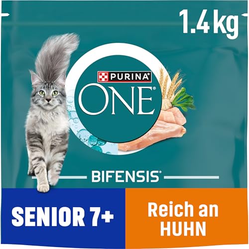 PURINA ONE BIFENSIS Senior 7+ Katzenfutter trocken, reich an Huhn, 6er Pack (6 x 1,4kg) von PURINA ONE