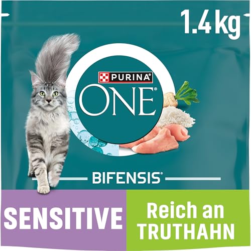 PURINA ONE BIFENSIS Sensitive Katzenfutter trocken, reich an Truthahn, 6er Pack (6 x 1,4kg) von Purina ONE