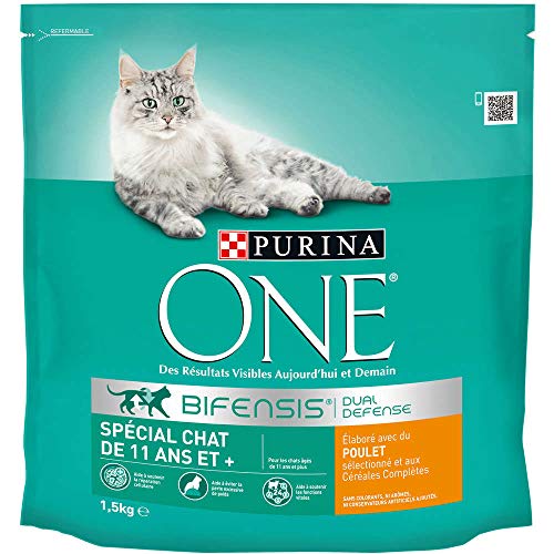 PURINA ONE Bifensis Katze ab 11 Jahren | Trockenfutter mit Huhn und Vollkorngetreide für ältere Katzen | Beutel mit 1,5 kg | 6 Stück PURINA ONE Bifensis Katze ab 11 Jahren | Trockenfutter mit Huhn und Vollkorngetreide für ältere Katzen | Beutel mit 1,5 kg | 6 Stück von PURINA ONE