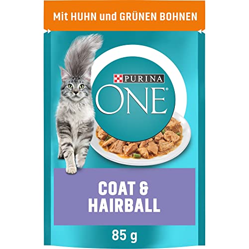 PURINA ONE Coat & Hairball Katzenfutter nass in Sauce, mit Huhn, 26er Pack (26 x 85g) von Purina ONE