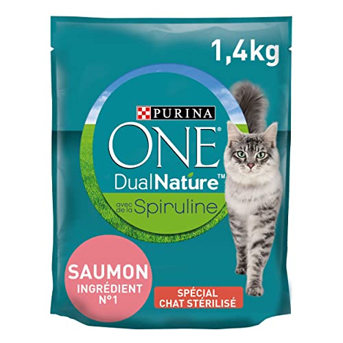 PURINA ONE DUAL Nature für ausgewachsene Katzen Lachs mit Spirulina Katzentrockenfutter Beutel, 750 g von Purina ONE