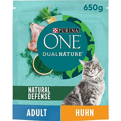 PURINA ONE Dual Nature Katzenfutter trocken mit Spirulina, reich an Huhn, 6er Pack (6 x 650g) von Purina ONE