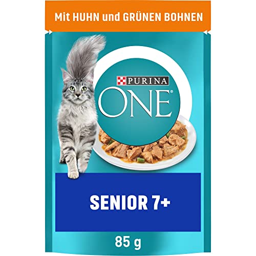 PURINA ONE Senior 7+ Katzenfutter nass, zarte Stückchen in Sauce mit Huhn, 26er Pack (26 x 85g) von PURINA ONE