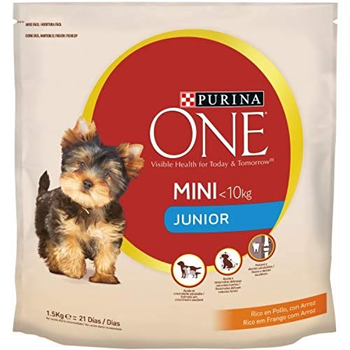 Purina ONE Mini <10 kg Futter für kleine Hunde, Welpen, Junior, Baby mit Huhn und Reis, 6 Beutel à 1,5 kg von Purina ONE