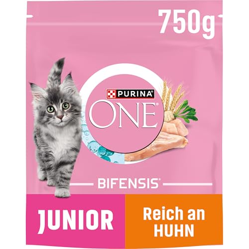 Purina ONE Purina ONE Nestlé PURINA ONE BIFENSIS JUNIOR 1–12 Katzenfutter Kitten trocken, reich an Huhn, 6er Pack (6 x 750g) von PURINA ONE