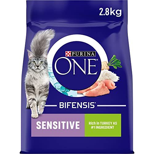 Purina ONE Sensitive Trockenfutter für Katzen, Truthahn und Reis, 3 kg, 4 Stück von Purina ONE
