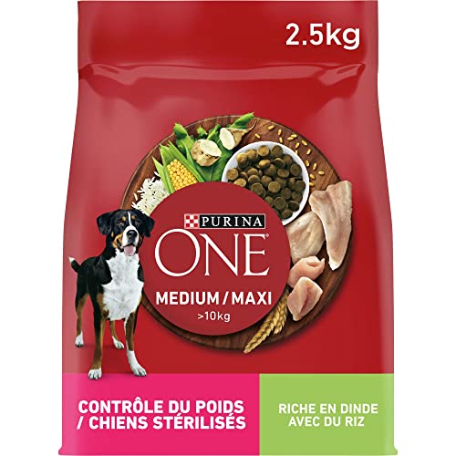 Purina ONE - Trockenfutter Medium/Maxi > 10 kg – Gewichtskontrolle – sterilisierte Hunde – Geschmack der Truthahn/Reis – 2,5 kg von Purina ONE