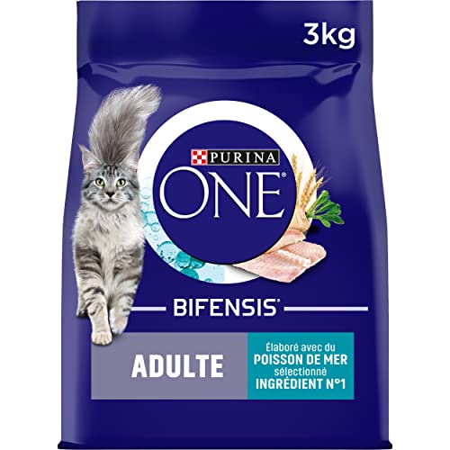 Purina One Adult - Seefisch und Vollkornprodukte - 3 kg - Trockenfutter für Katzen - 4er-Pack von Purina One