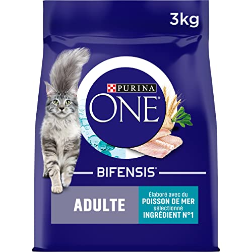 Purina One Adult - Seefisch und Vollkornprodukte - 3 kg - Trockenfutter für Katzen - 4er-Pack von Purina ONE