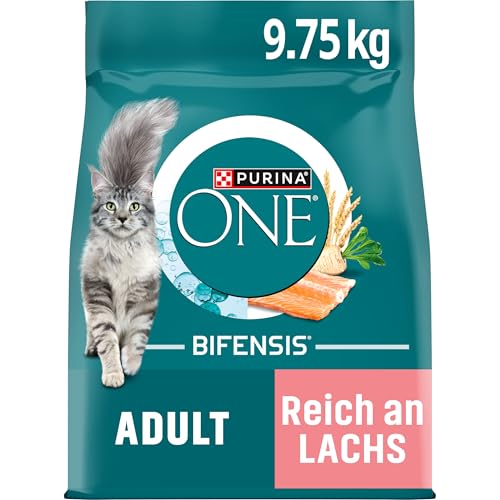 PURINA ONE Bifensis Trockenfutter mit Lachs für ausgewachsene Katzen, 9,75 kg von PURINA ONE