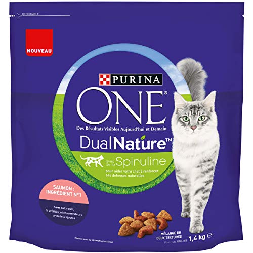 Purina One Dua Nature Katzenfutter mit Spirulina, Lachs, 1,4 kg von Purina ONE