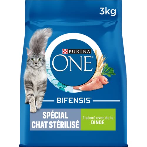 Purina One speziell für sterilisierte Katzen: mit Truthahn und Weizen – 3 kg – Trockenfutter für ausgewachsene Katzen – 4 Stück. von PURINA ONE