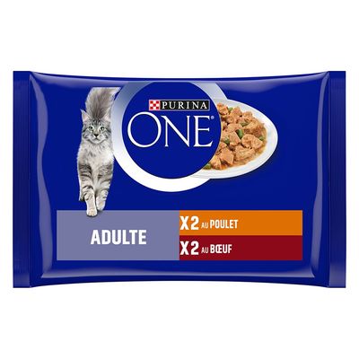 16 + 4 gratis! 20 x 85 g PURINA ONE - Adult Huhn und Rind von Purina One