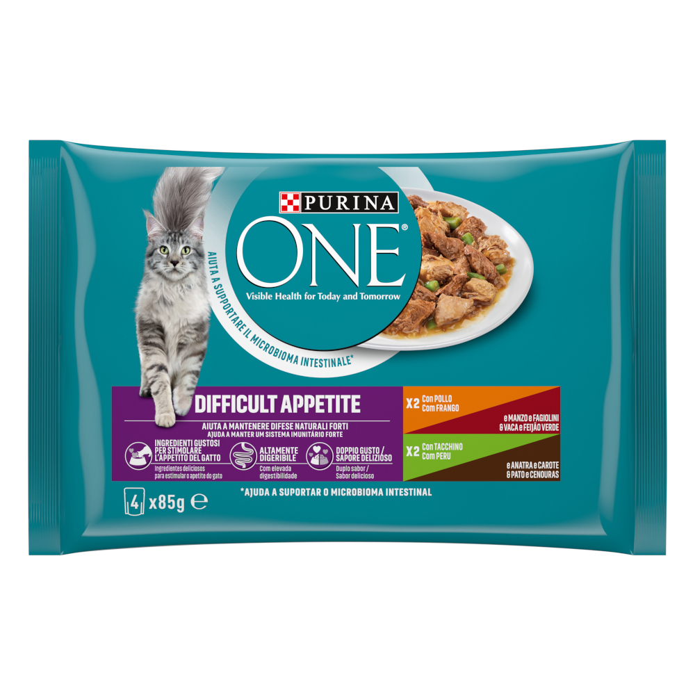 16 + 4 gratis! 20 x 85 g PURINA ONE - Difficult Appetite Huhn & Truthahn von Purina One