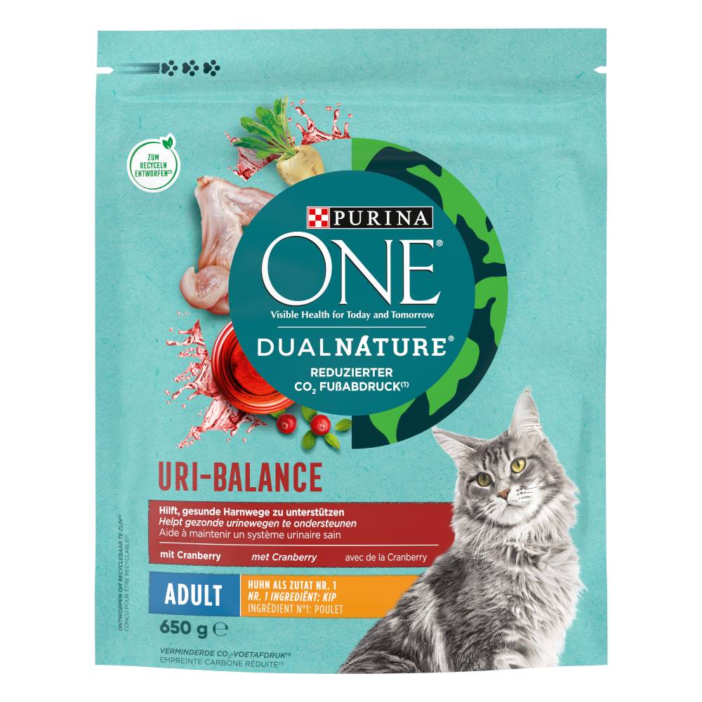 2 x 450 g / 650 g / 750 g Purina ONE zum Sonderpreis! - Dual Nature Adult mit Huhn & Cranberry (2 x 650 g) von Purina One