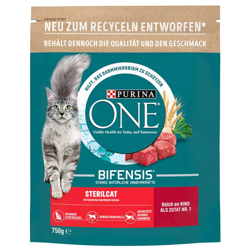 2 x 650 g / 750 g PURINA ONE zum Sonderpreis! - SterilCat Rind (2 x 750 g) von Purina One