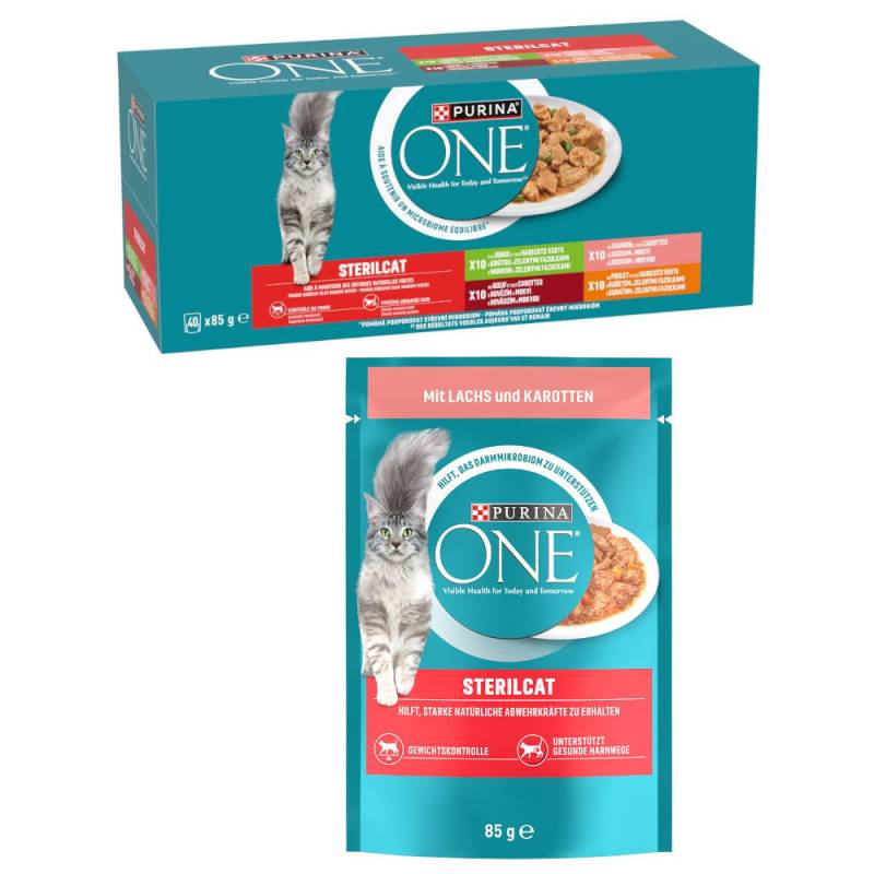 40 x 85 g PURINA ONE Adult + 13 x 85 g passendes Nassfutter gratis! - 40 x 85 g Sterilcat Mix + 13 x 85 g Sterilcat Lachs & Karotte 40 x 85 g PURINA ONE Adult + 13 x 85 g passendes Nassfutter gratis! - 40 x 85 g Sterilcat Mix + 13 x 85 g Sterilcat Lachs & Karotte von Purina One