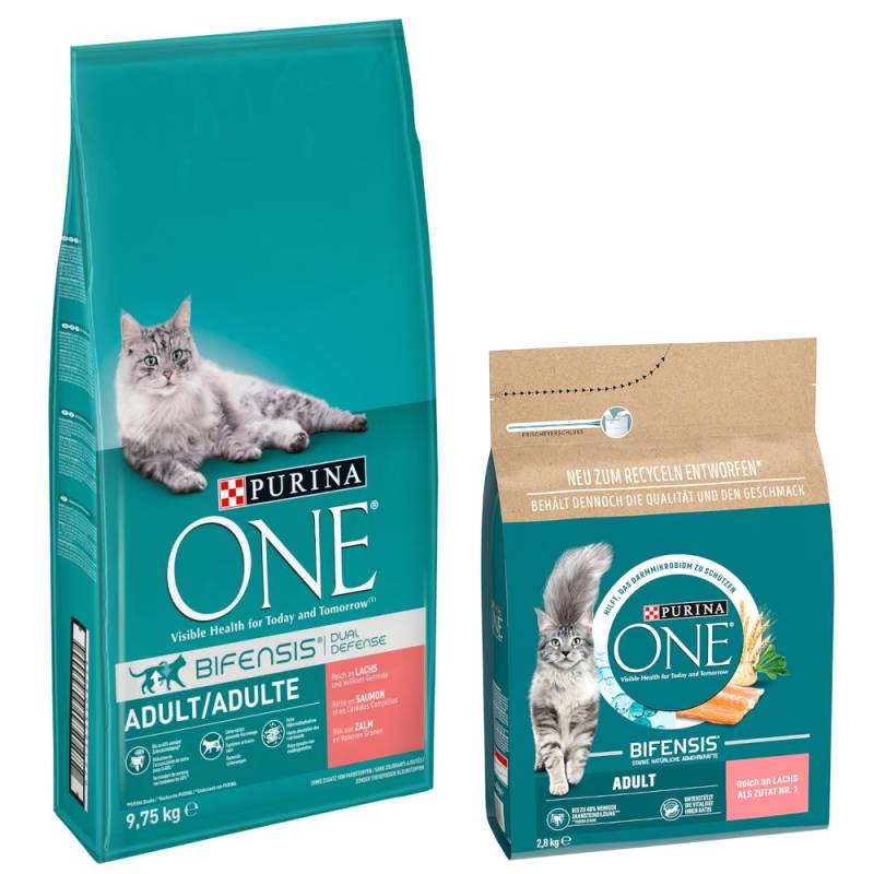 9,75 kg PURINA ONE + 2,8 kg Adult Lachs & Vollkorngetreide gratis! - Adult mit Lachs & Vollkorngetreide von Purina One