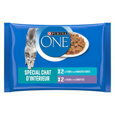 PURINA ONE 4 x 85 g - Indoor Thunfisch und Kalbfleisch von Purina One