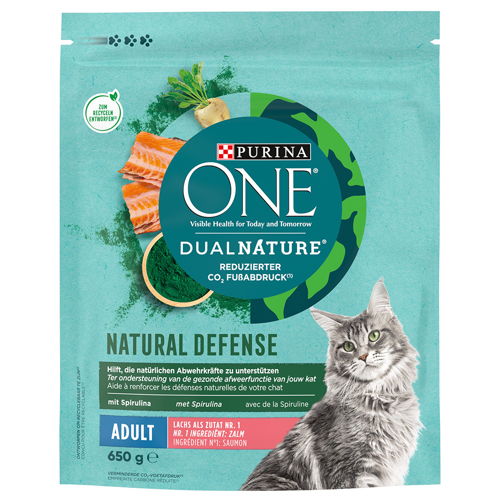 PURINA ONE Dual Nature Lachs mit Spirulina - Sparpaket: 4 x 650 g von Purina One