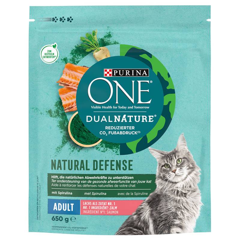PURINA ONE Dual Nature Lachs mit Spirulina - Sparpaket: 4 x 650 g von Purina One