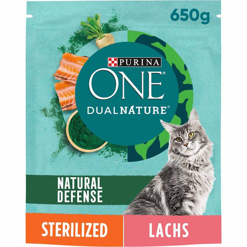 PURINA ONE Dual Nature kastrierte Katze Lachs, Spirulina 650g von Purina One