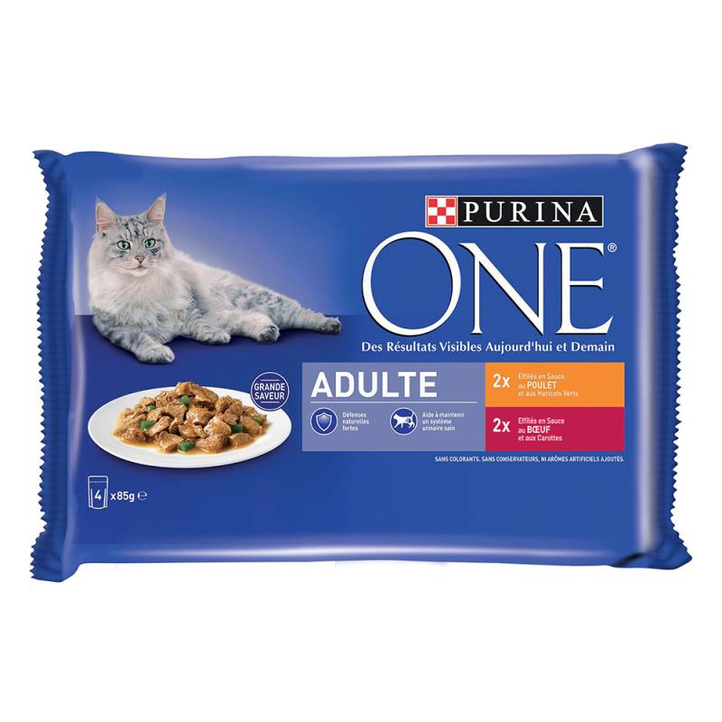 PURINA ONE Junior 4 x 85 g - Adult Huhn und Rind von Purina One