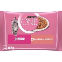 Purina ONE Junior Kittenfutter nass zarte Stückchen in Sauce Lachs 12x4x85 g von Purina One