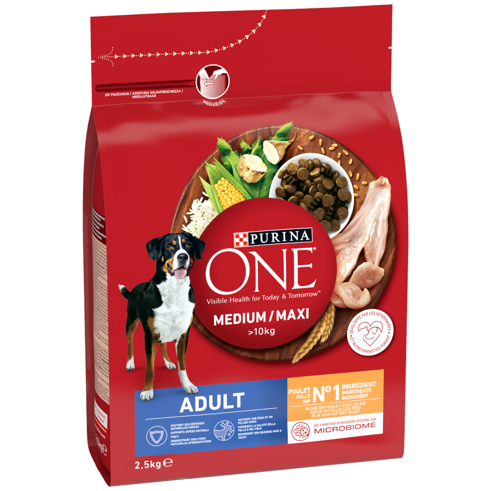 PURINA ONE Medium/Maxi Adult Huhn - Sparpaket: 2 x 2,5 kg von Purina One