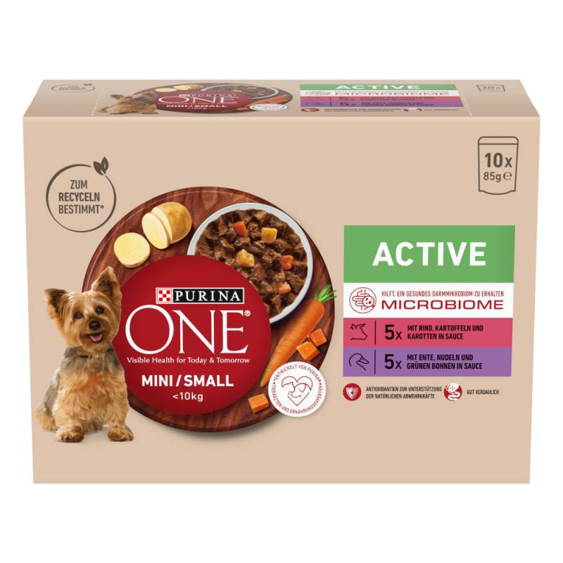 Purina ONE Mini Active Rind & Ente - 10 x 85 g von Purina One