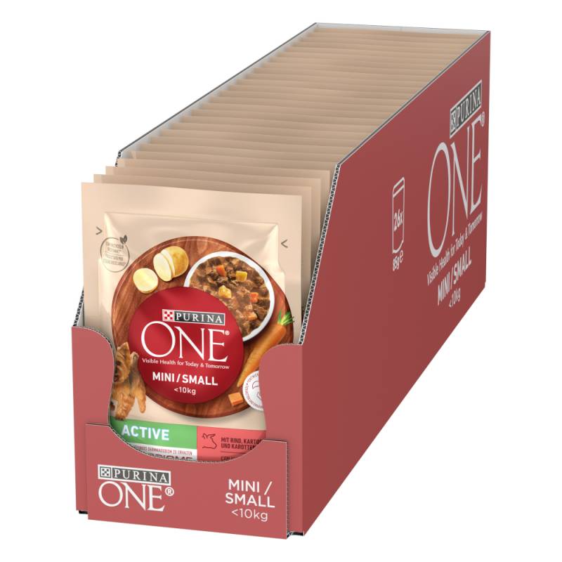 Purina ONE Mini Active Rind & Karotten - 26 x 85 g von Purina One