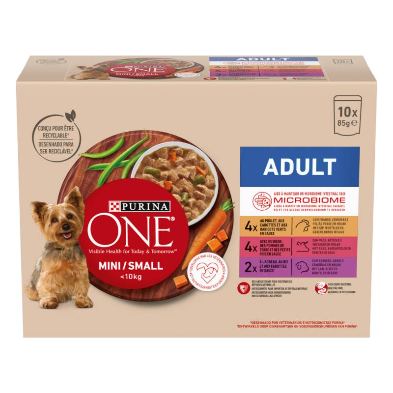 Purina ONE Mini Adult Huhn, Rind & Lamm - Sparpaket: 20 x 85 g von Purina One