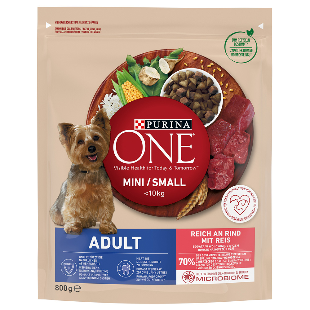 PURINA ONE Mini Adult Rind & Reis - 800 g von Purina One