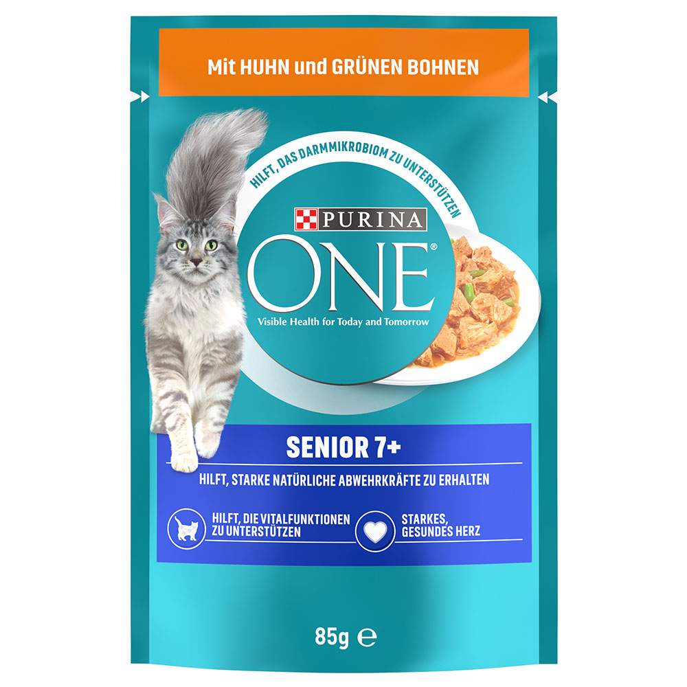 PURINA ONE Senior 7+ - Sparpaket: Huhn & grüne Bohnen (52 x 85 g) von Purina One