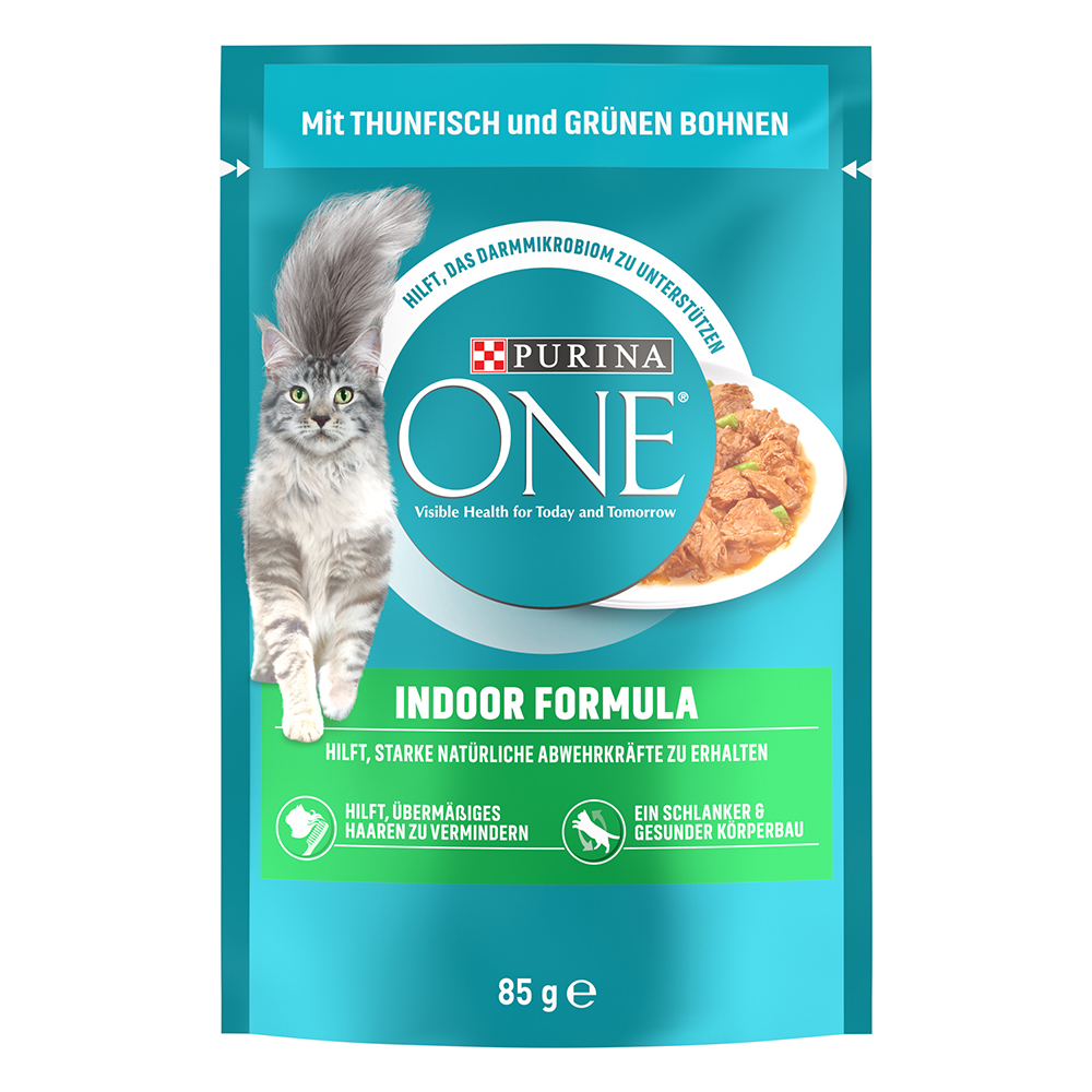 PURINA ONE Indoor Formula - mit Thunfisch & grünen Bohnen (13 x 85 g) von Purina One