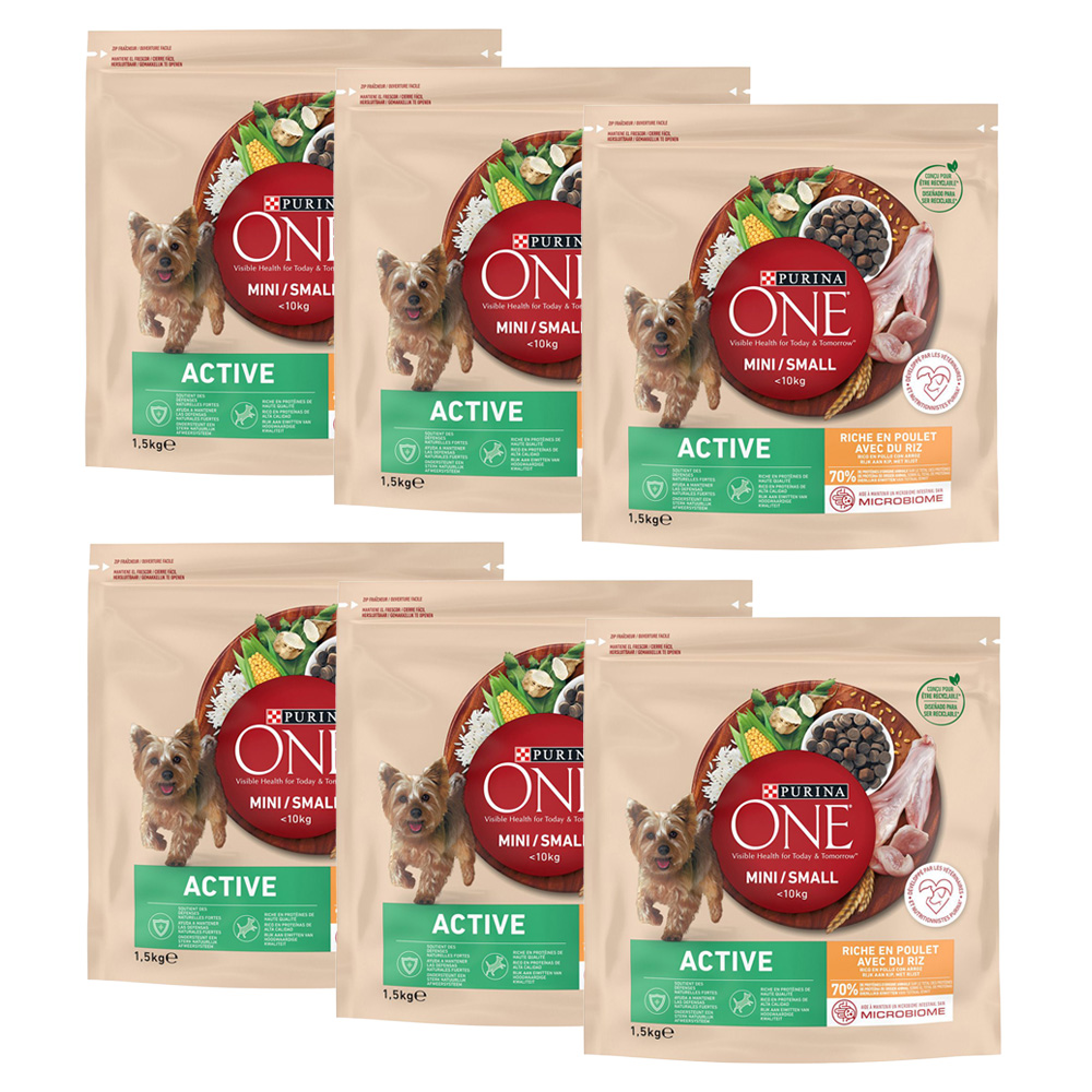 PURINA ONE Mini Active Huhn & Reis - 9 kg (6 x 1,5 kg) von Purina One