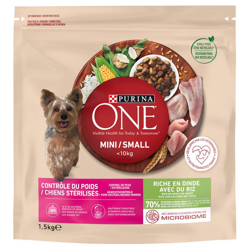 PURINA ONE Mini Weight Control / Sterilised Truthahn & Reis - 9 kg (6 x 1,5 kg) von Purina One