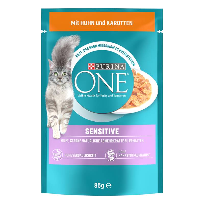 PURINA ONE Sensitive - Sparpaket: Huhn & Karotte (26 x 85 g) von Purina One