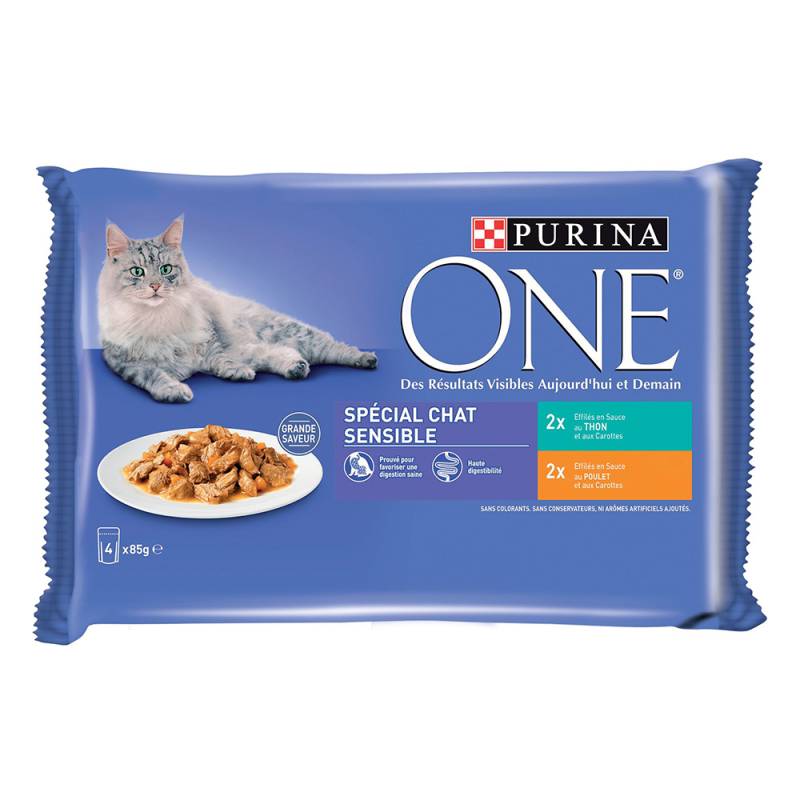 Sparpaket PURINA ONE 8 x 85 g - Sensitive Huhn und Thunfisch von Purina One