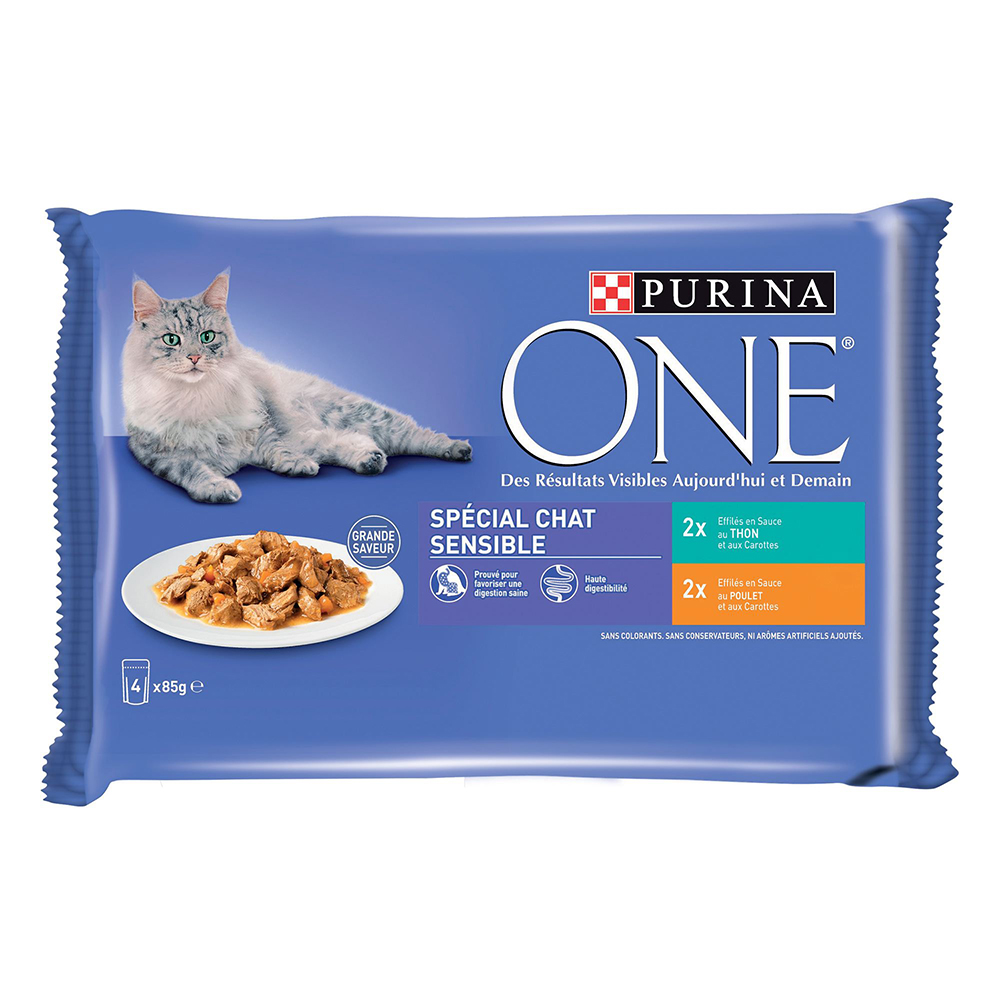 Sparpaket PURINA ONE 12 x 85 g - Sensitive Huhn und Thunfisch von Purina One