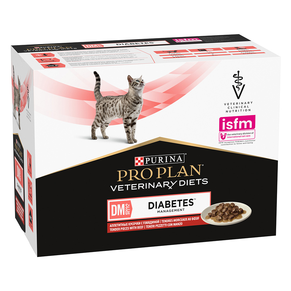 2 x PURINA PRO PLAN Feline zum Sonderpreis! - Veterinary Diets DM ST/OX - Diabetes Management Rind (2 x 10 x 85 g) von Purina Pro Plan Veterinary Diets