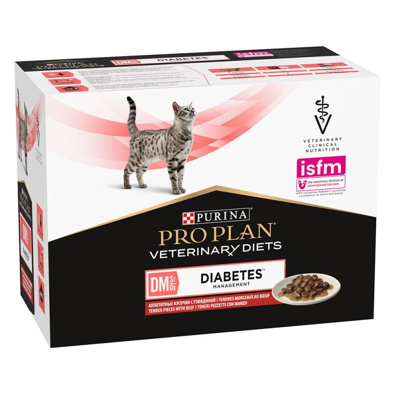 2 x PURINA PRO PLAN Feline zum Sonderpreis! - Veterinary Diets DM ST/OX - Diabetes Management Rind (2 x 10 x 85 g) von Purina Pro Plan Veterinary Diets