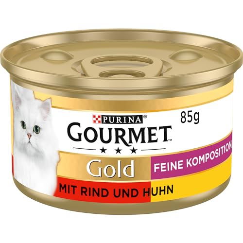 Gourmet PURINA GOURMET Gold Feine Komposition Katzenfutter nass, mit Rind und Huhn, 12er Pack (12 x 85g) von Gourmet