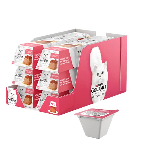 Gourmet Revelations Mousse mit Sauce, Nassfutter für Katzen mit Lachs, 4 Pyramiden à 57 g von Gourmet