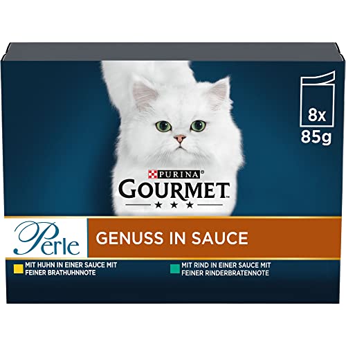 PURINA GOURMET Perle Genuss in Sauce Katzenfutter nass, Sorten-Mix, 10er Pack (10 x 8 Beutel à 85g) von Gourmet