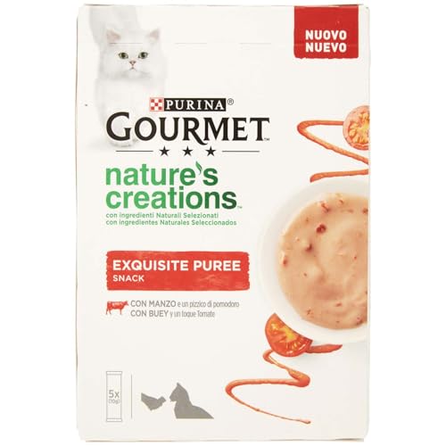Purina Gourmet Nature's Creations Puree, Snack, Katze mit Ochse und Tomate, 5 Beutel à 10 g Purina Gourmet Nature's Creations Puree, Snack, Katze mit Ochse und Tomate, 5 Beutel à 10 g von Purina Gourmet