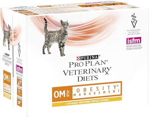 PRO PLAN Veterinary Diets OM Obesity Management Katze | 10 x 85g | Frischebeutel mit Huhn | Kann dabei helfen und das Gewichtsmanagement zu unterstützen von Pro Plan