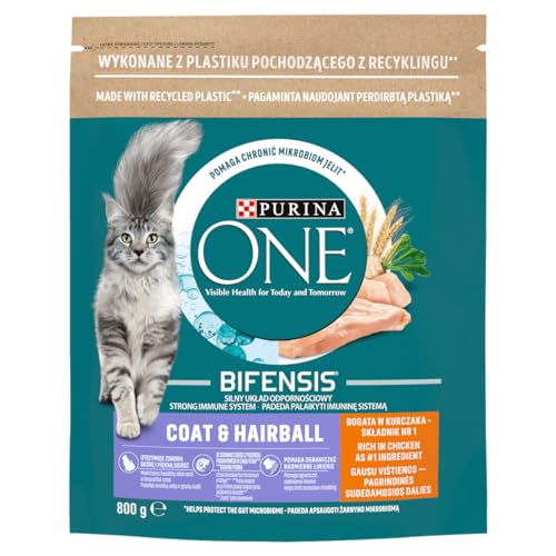 Katzenfutter Huhn und Vollkorn PURINA ONE Coat & Hairball 800g von Purina