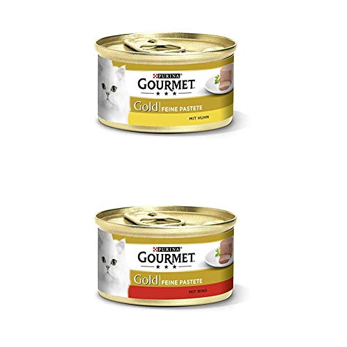 PURINA GOURMET Gold Feine Pastete Katzenfutter nass, Huhn & Rind, 24er Mix-Pack (2 x 12 x 85g) von Purina